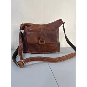 Jack George Womens Leather Handbag Crossbody Zipper Pocket Adjustable Strap